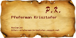 Pfeferman Krisztofer névjegykártya